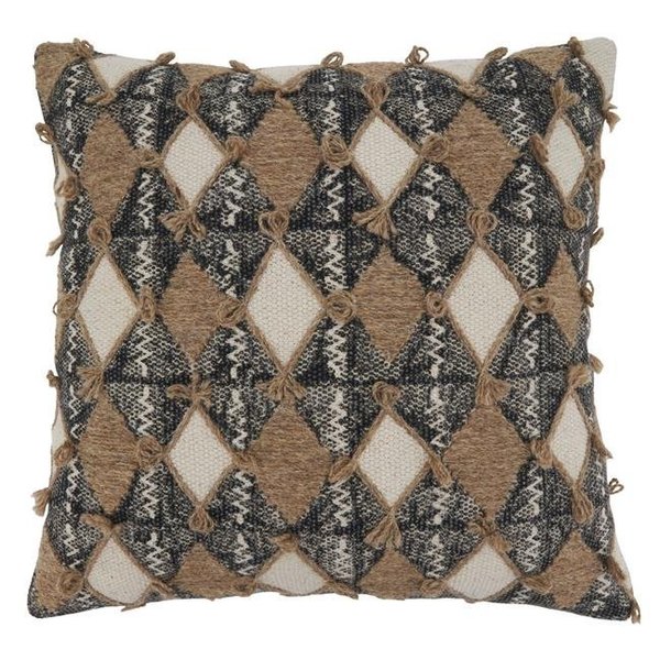 Saro Lifestyle SARO 2183.N20SP 20 in. Square Natural Diamond Embroidered Throw Pillow with Poly Filling 2183.N20SP